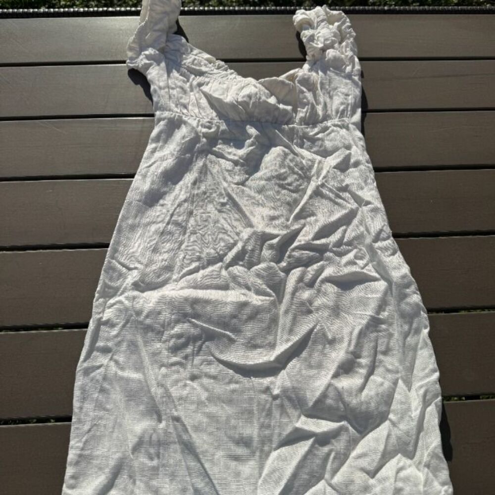 Princess Polly Elouise White Milkmaid Mini Dress Button Front Tie Bust - Picture 5 of 5